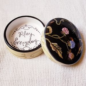 Tracy Porter hand painted floral ceramic trinket box